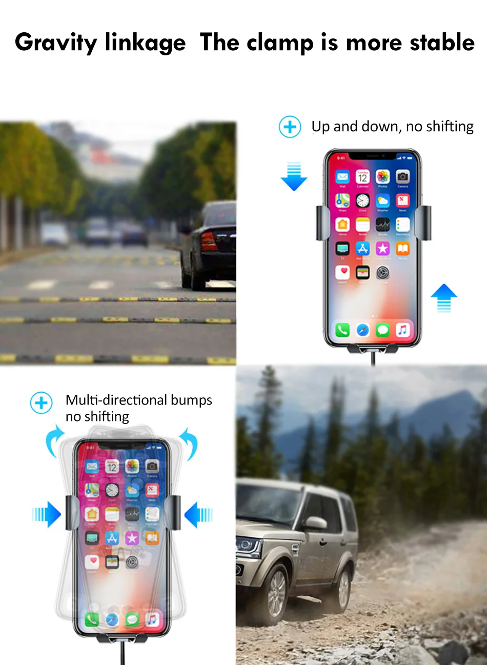 !ACCEZZ 2 in 1 Fast Car Wireless Charger Auto Phone Holder Stand For iPhone X 8 Samsung Galaxy S7 S8 S9 Plus Mount Vent Support (12)