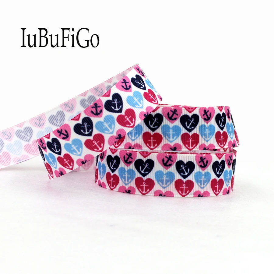 [IuBuFiGo] 20 ярдов 7/8 &quot(22 мм) корсажная лента с набивным рисунком якоря розовые