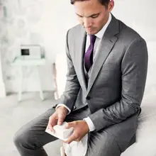 Последний серый как официальный Свадебный костюм для мужчин три формальных костюма костюм жениха(пиджак+ брюки+ галстук+ жилет