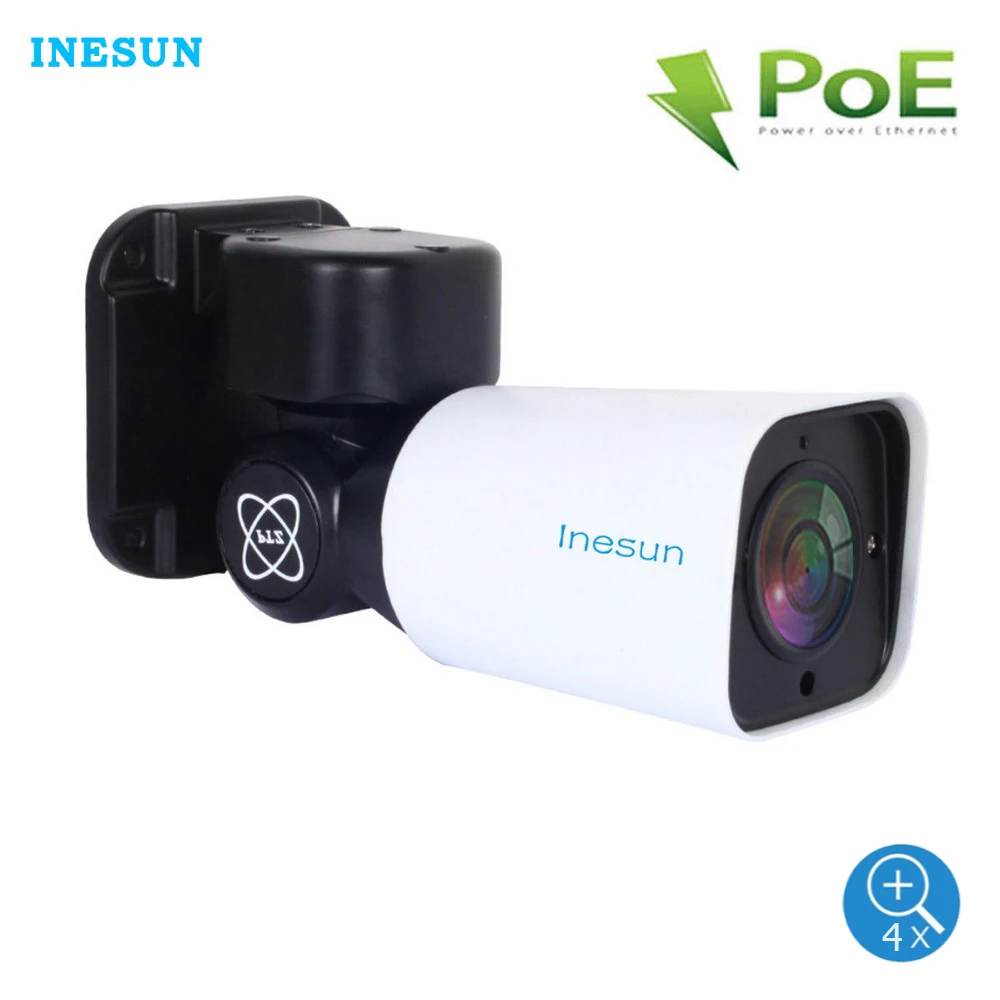 Inesun PoE PTZ IP Security Camera Outdoor 2MP 1080P 4X Optical Zoom PTZ Camera Waterproof 120ft IR Night Vision Motion Detection