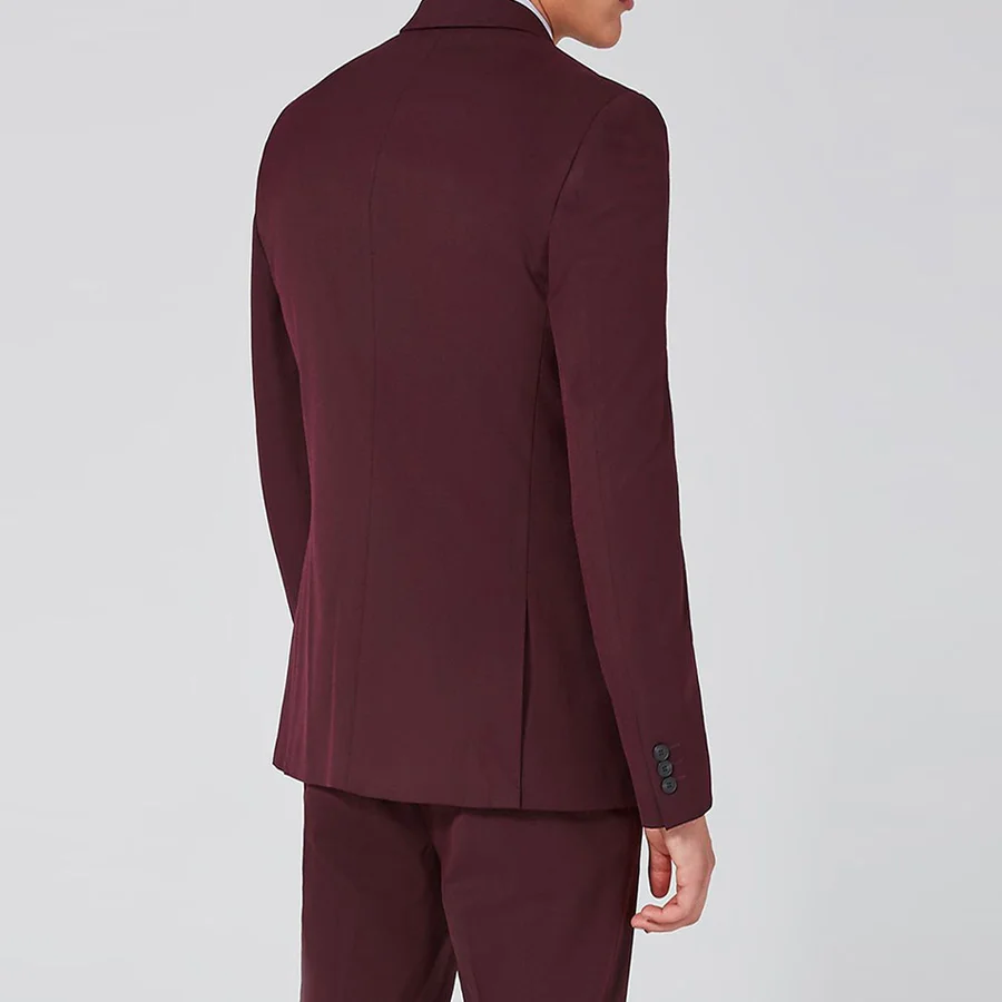 Top Design Wine Red Smart Casual Business Suit Groom Tuxedos Wedding Suits Prom Party Suits Slim Fit for Men 2Pcs 2018 New