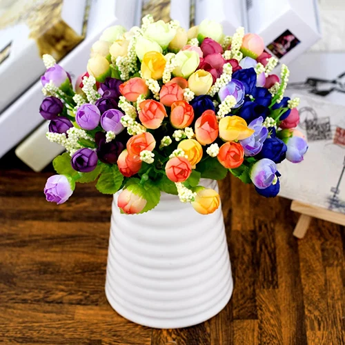

15 Heads/1 Bouquet Handmade Wedding Party Home Decoration Artificial Rose Flowers