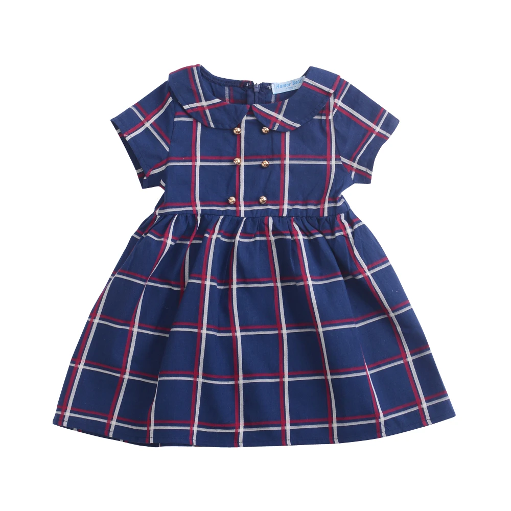 

Baby girl dress brand fashion 2019 summer new baby dress plaid college wind short-sleeved dress baby dresses girl