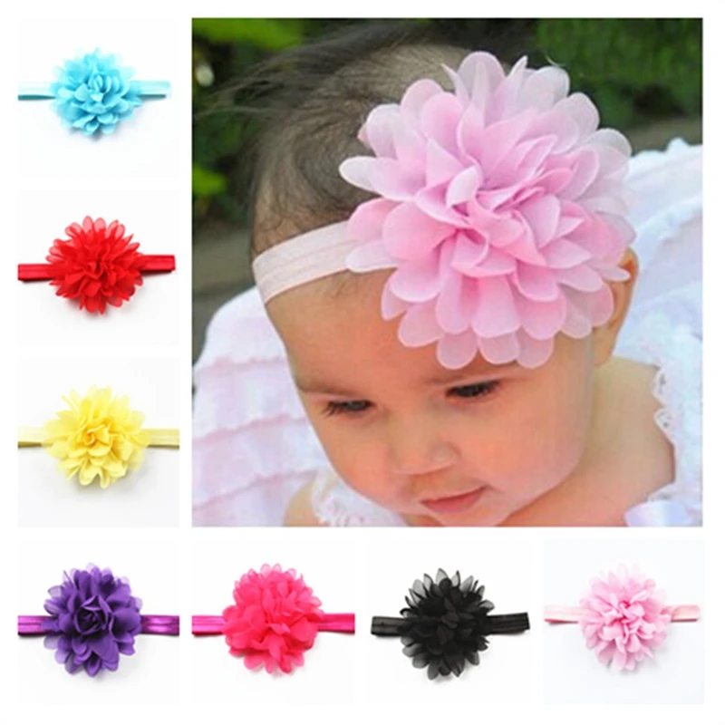 10Pcs Newborn Baby Kids Girls Toddler Chiffon Flower Hair band Headband Headwear 