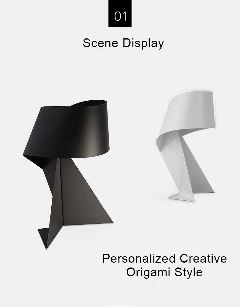 Скандинавский креативный современный минималистичный черно-белый оригами настольная лампа E27 светодиодный декоративный светильник для гостиной и спальни