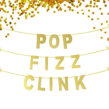 Pop Fizz Clink фольга гирлянда для развешивания, свадебные украшения, украшения для помолвки, висячие украшения из фольги, вечерние украшения из фольги