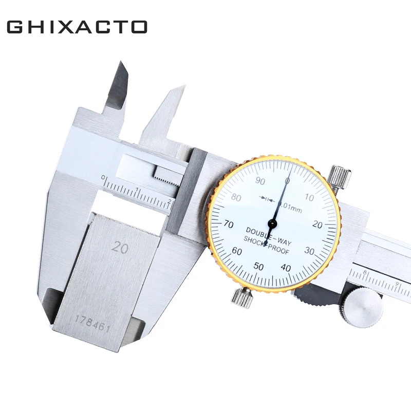 

GHIXACTO Metric Gauge Measuring Tool Dial Caliper 0-150mm/0.01mm Double Shock-proof Stainless Steel Precision Vernier Caliper