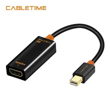 Cabletime Thunderbolt Mini DP To HDMI Cable Male-Female 4K Mini Display Port to HDMI Adapter for PC Macbook Pro Lenovo 4k N020