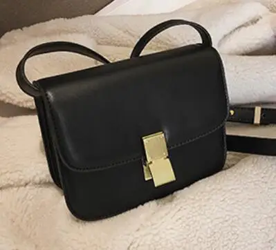Роскошная брендовая сумка Новая модная простая квадратная сумка Качественная из искусственной кожи женская дизайнерская сумка сумки-мессенджеры через плечо с замком - Цвет: Small black