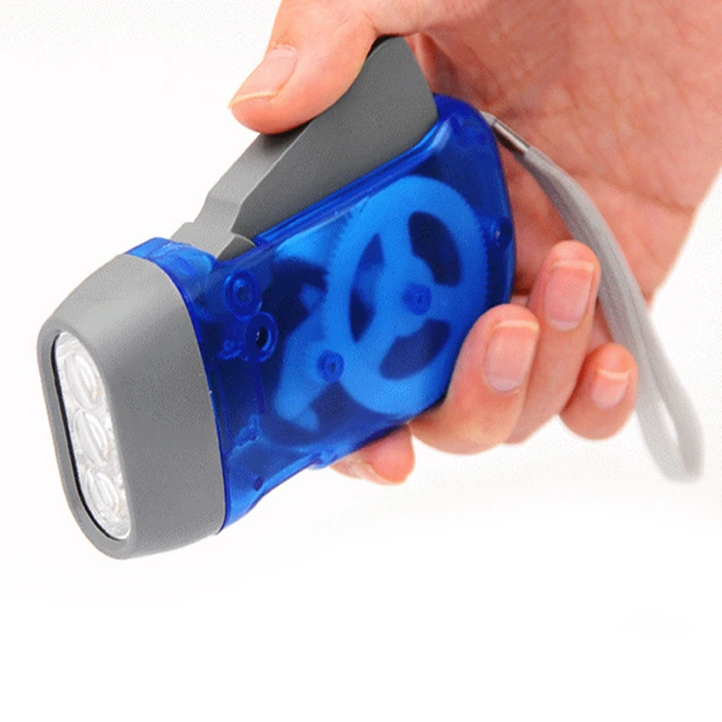 

Hand Press Flashlight Torch No Battery 3 LED Light for Outdoor Camping Fishing QP2