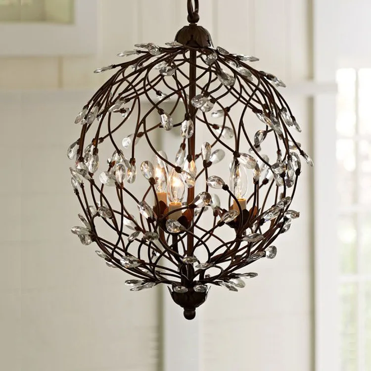 nordic American Modern Crystal Chandelier Tree branches ball black iron for living room Bedroom Kitchen hanging lighting 40 | Лампы и