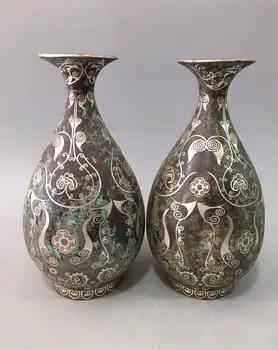 

Chinese Antique Warring States bronze hand-made silver plating swan vase