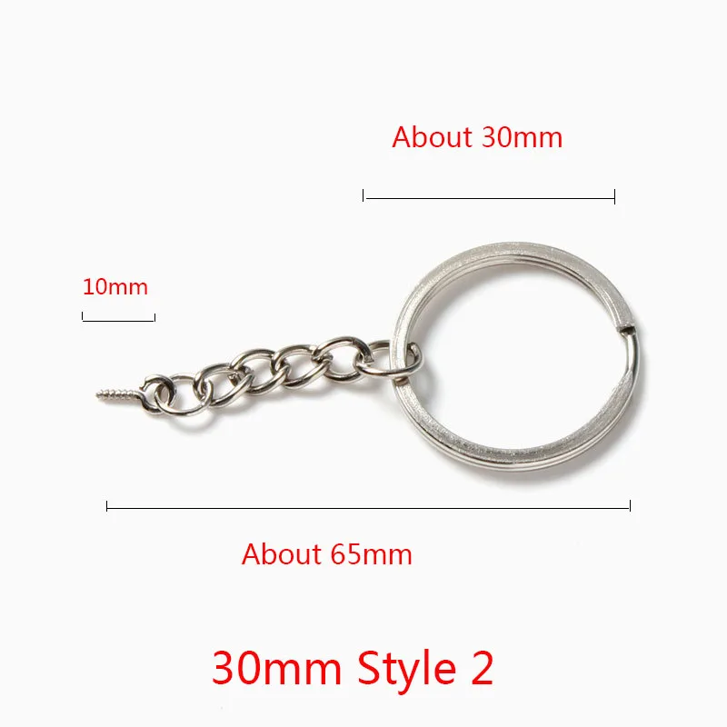 20 шт./лот 55/60 мм длина Брелоки для ключей серебряный цвет круглый Сплит Брелоки для ключей для сумок Diy ювелирных изделий - Цвет: 30mm Style 2