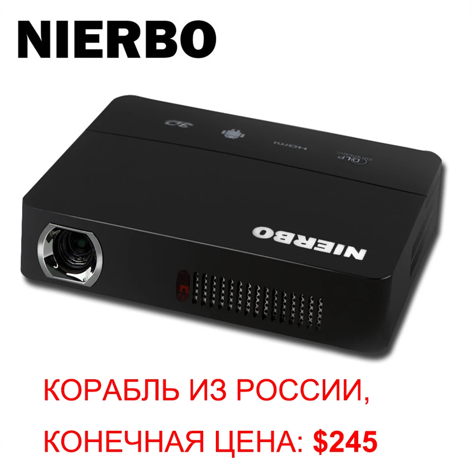 Nierbo карман Android-проектор с Батарея 3D видеопроектор 1280*800 родной проектор HDMI USB