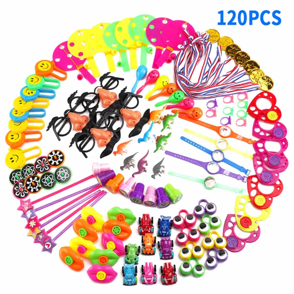 

120pcs/ Set Kids Birthday Party Favors Filler Assorted Gift Bulk Toys Set Treasure Box Prizes Pretend Play Groceries Toys