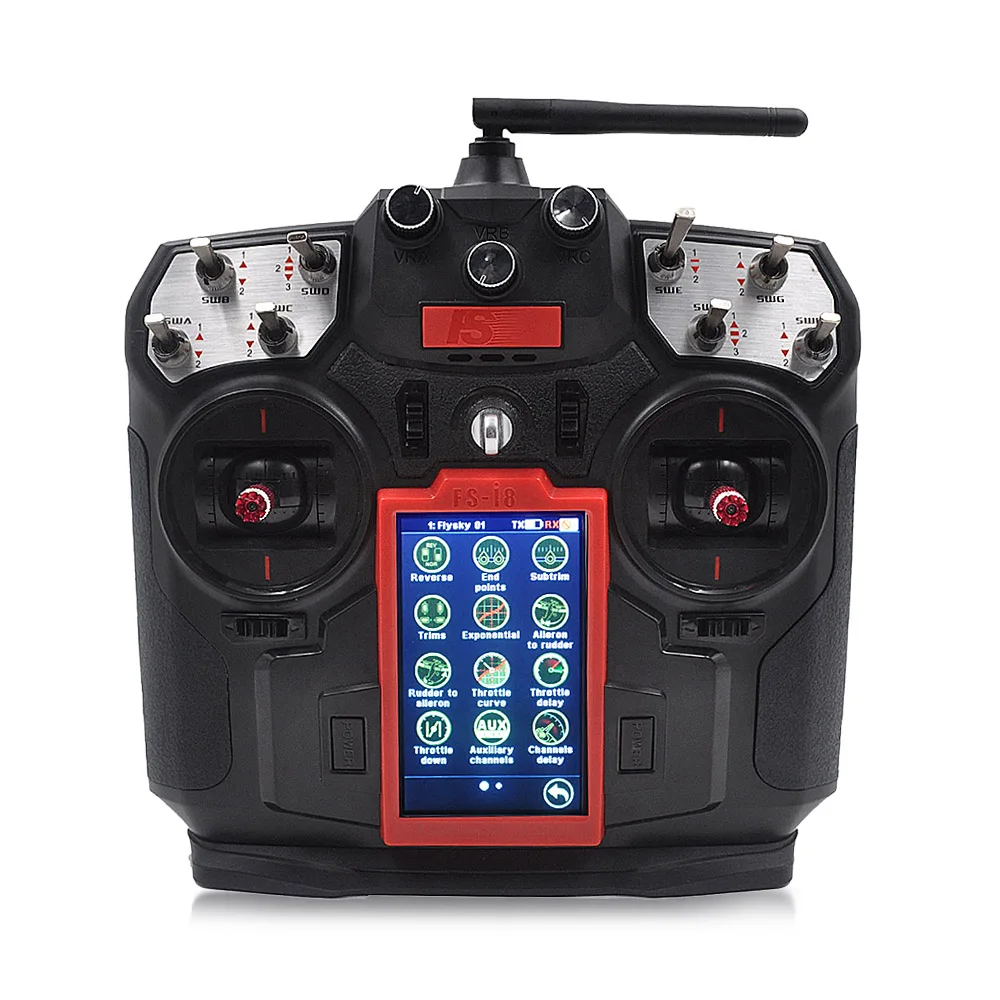 

FLYSKY FS-i8 8CH 2.4GHz AFHDS 2A LCD Screen RC Transmitter with iA6B iA10B Receiver for Fixed-Wing Glider RC Drone Helicopter