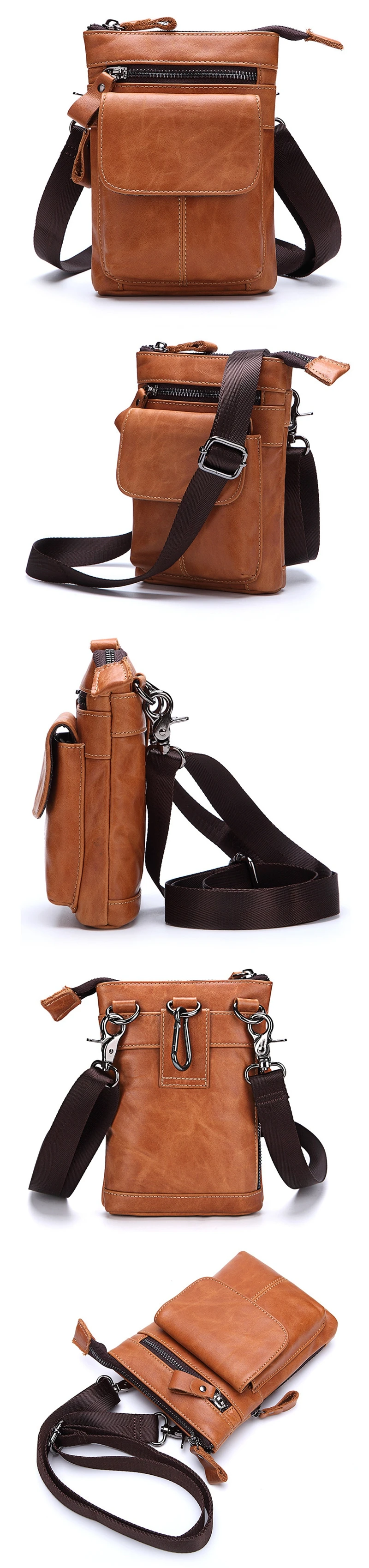 Новая сумка через плечо из натуральной кожи для мужчин, поясная сумка для путешествий, поясная сумка с петлями, сумка кошелек для телефона