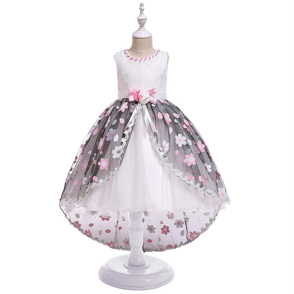 Платья с цветочным узором для девочек на свадьбу, черные Сатиновые платья для первого причастия для маленьких детей, блестящее бальное платье, Пышное Платье
