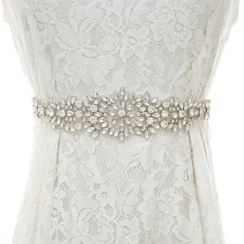 

Silver Crystal Dresses Sash Handmade Rhinestones Bridal Belt Elegant Pearls Wedding Belt For Bridal Accessories S140S