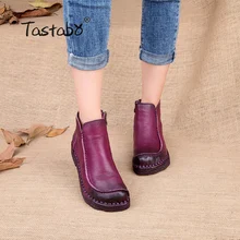 Tastabo font b 2017 b font Fashion Handmade Boots For Women Genuine Leather Ankle Shoes Vintage