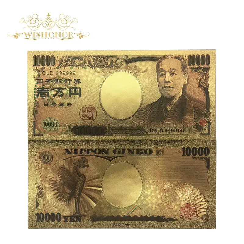 10 шт/партия золото 999999 Лучшая цена для цветного японского золота banknotes 10000 иен банкноты в 24 k золотые банкноты для коллекции