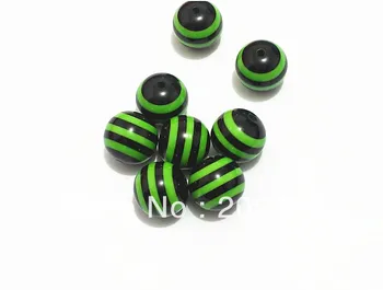 

Newest ! 20mm 100pcs/lot Black With Green Stripe Beads Resin Stripe Beads For Kids Jewelry