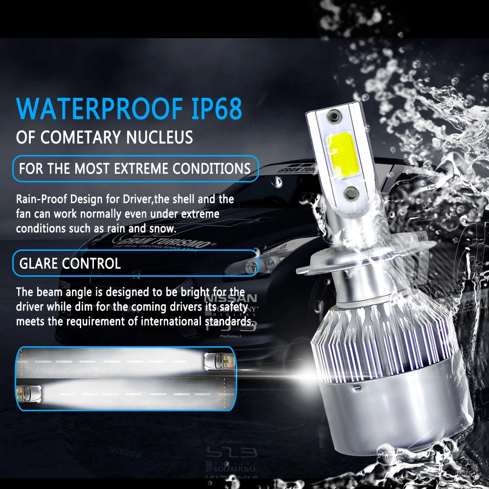 Farol do Carro Luz do Carro Lâmpadas h8 h9 880 881 9004 3000k 6000k 8000k 3200lm Ip68 36w Auto Farol Acessório h4 Led h7 H11 12 H7 H11 H8 H9 880 881 9004