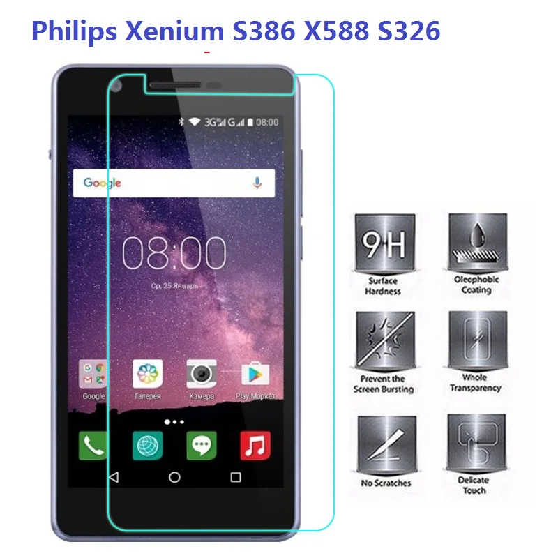 

For Philips Xenium S386 X588 Screen Protector For Philips Xenium S326 phone Tempered Glass Film Protective Glass Cover case