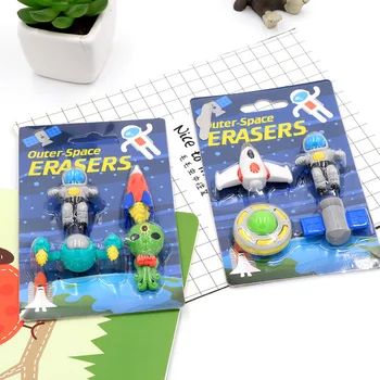 

4 pcs/set Creative boy flying saucer&alien&spaceship shape rubber eraser kawaii stationery school supplies papelaria kids gift