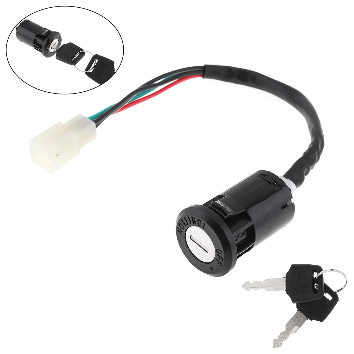 

4 Wires Tap Lock Electric Door Lock The Ignition Switch with 2 Keys Support Motorcycle Bike Scooter ATV Go Kart for CG125