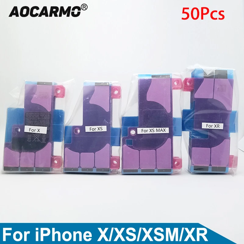 

Aocarmo 50 Pcs/Lot Battery Adhesive Glue Double-sided Tape Anti-Static Sticker Strip For iPhone X /XS /XS MAX /XR 5.8" 6.5" 6.1"