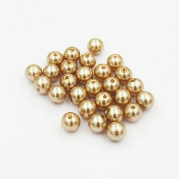

(Choose Size First) 6mm/8mm/10mm/12mm/14mm/16mm/18mm/20mm/23mm/25mm/Champagne Gold Acrylic Imitation Pearl Beads