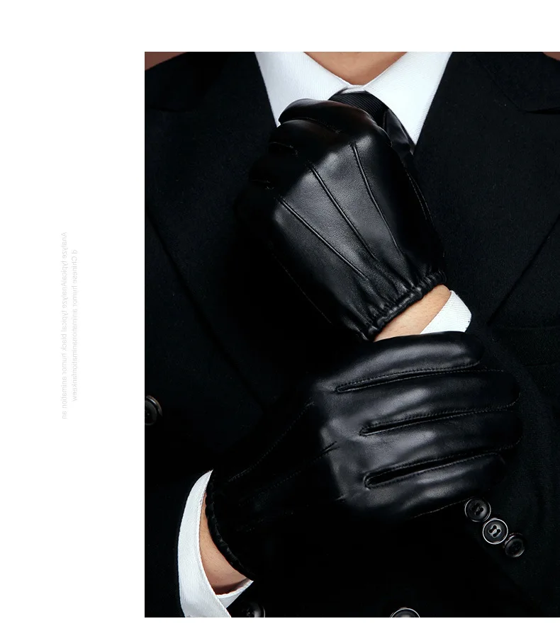 Genuine Leather Gloves Male Sheepskin Gloves Thin Short Style Spring Autumn Touch Screen Driving Man's Mittens MLZ101