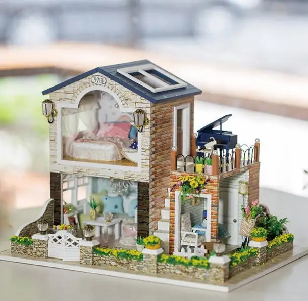 

Dollhouse miniature Diy Doll House Miniature Wooden Building Model Furniture Model For child Toys Ireland country house 13839