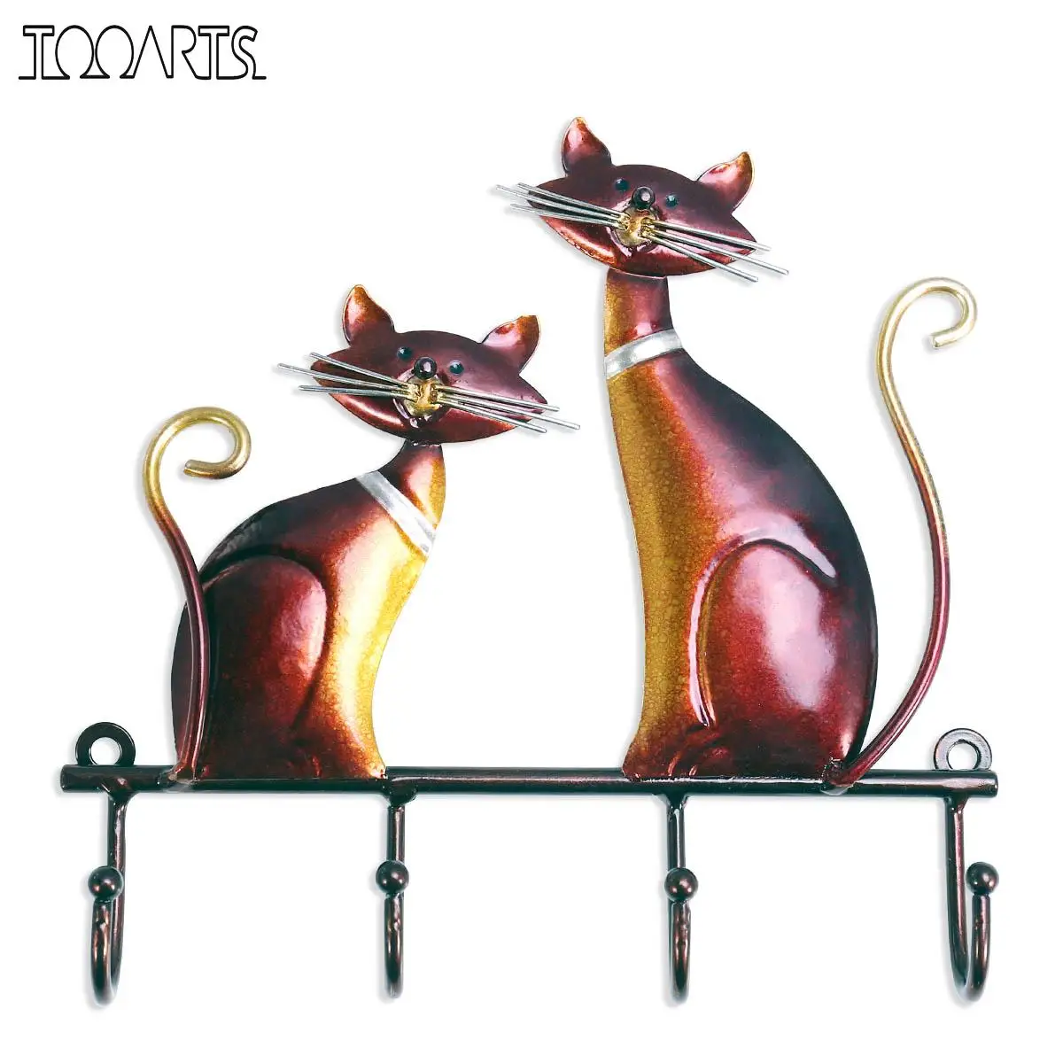 Tooarts Cat Sculpture Hooks Key Holder Cat Wall Decorative Hanger Hook
