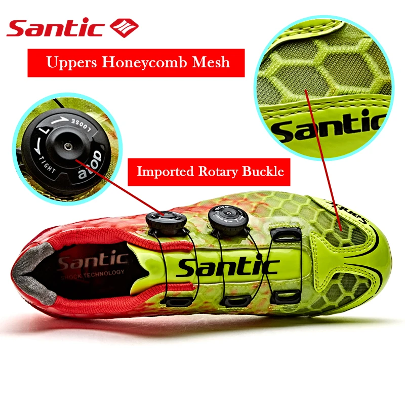 Santic 10 класс углеродное волокно велосипедная обувь мужская Сверхлегкая обувь для шоссейного велосипеда дышащая самофиксирующаяся профессиональная гоночная команда Велосипедная обувь