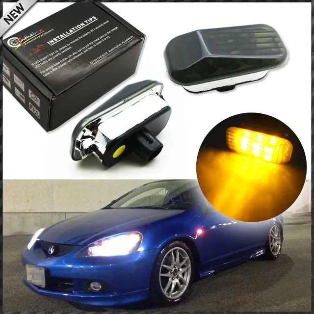 2pcs Smoked Lens Amber Led Side Marker Lights For Honda Accord Civic