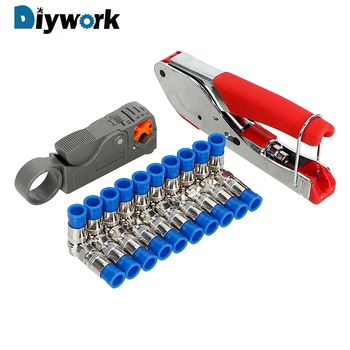

DIYWORK Crimping Pliers Compression F Connector Tool Wire Stripping Pliers Kit Coaxial Cable Wire Stripper