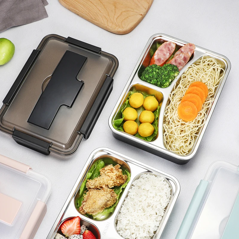 

with Thermal Bag Stainless Steel Lunch Box Set Leakproof Compartments Bento Boxs Japanese Style Kids Student Meal Lunchbox