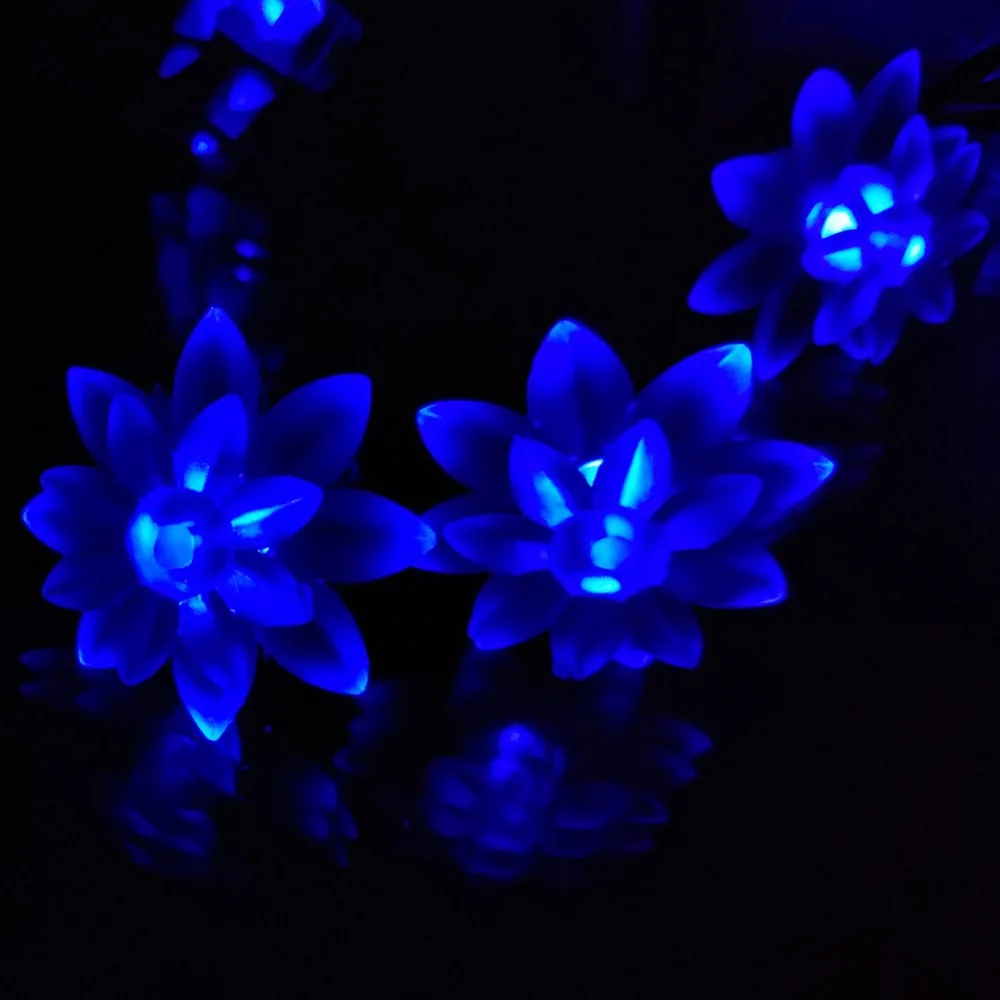 Solar LED 7m50 LED Lotus Light Wedding Home Garden Party Decoration Outdoor Colorful String Light (1)