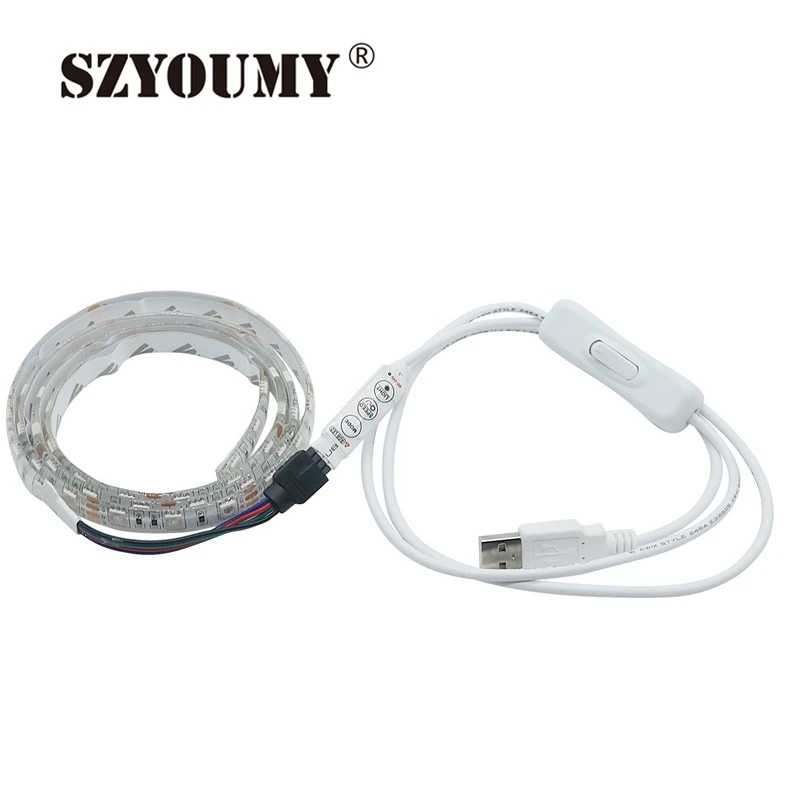 SZYOUMY 10 шт. DC 5 в USB СВЕТОДИОДНАЯ лента SMD 5050 1 м 60 светодиодов LED ТВ фоновое освещение