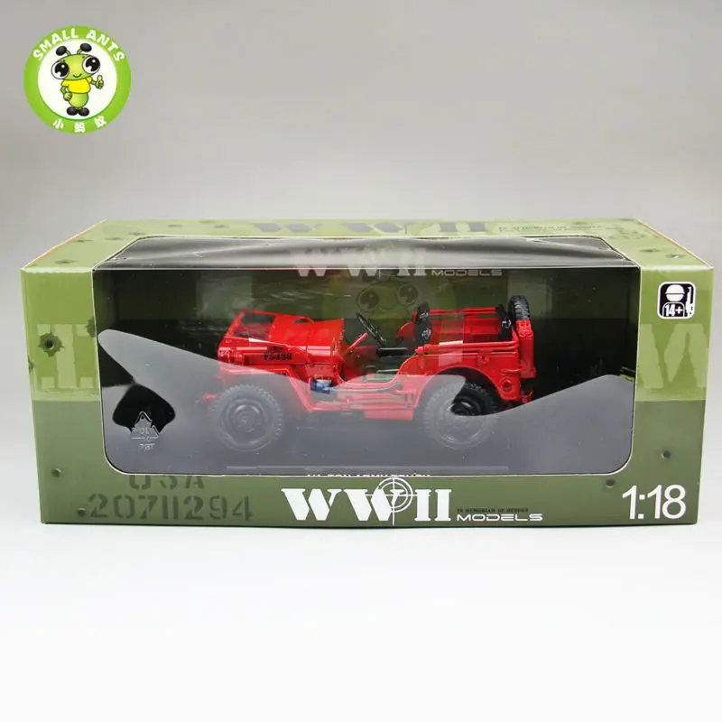 1:18 1/4 тонн США Армейский Джип WILLYS Топ вниз литой автомобиль игрушки модель Welly красный