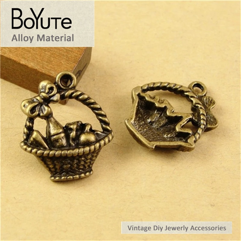 BoYuTe (60 Pieces/Lot) 17*20MM Picnic Basket Charms Antique Bronze