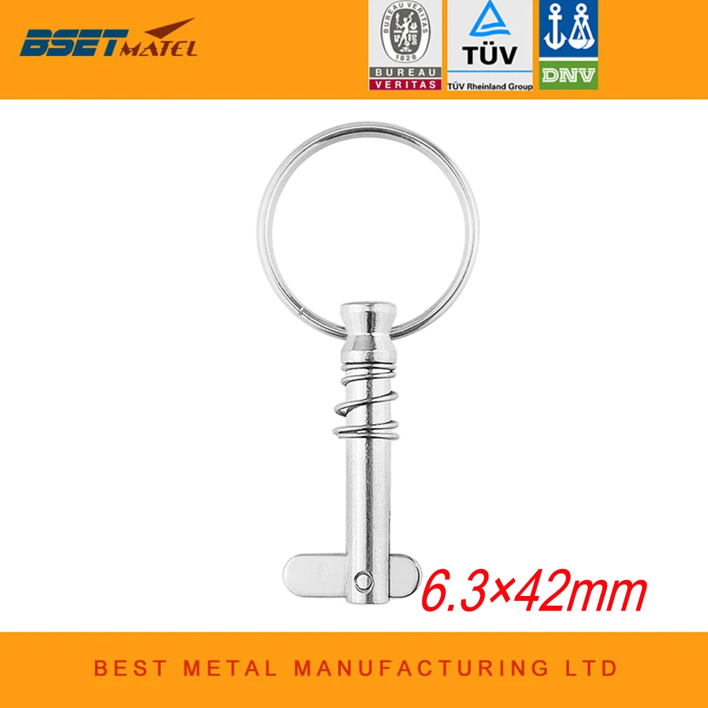 

6.3*42mm BSET MATEL Marine Grade 1/4 inch Quick Release Pin with Ring for Boat Bimini Top Deck Hinge Marine hardware Stainless