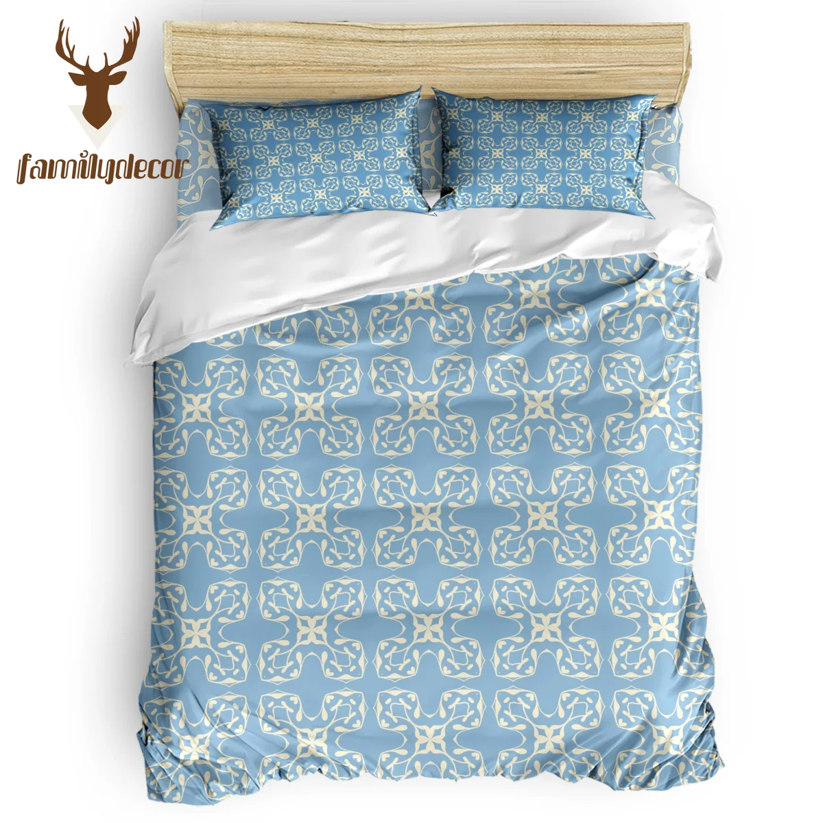 

FamilyDecor Retro Blue Geometic Pattern Bohemia Bedding Set Luxury Comforter Bedding Sets 3D King Size Red Blue Cotton DHL Free