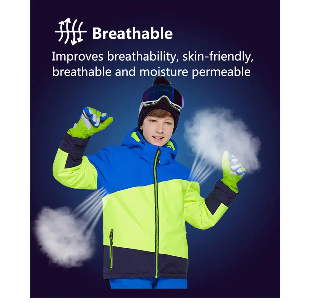 Phibee/Зимний лыжный костюм для мальчиков; теплая водонепроницаемая ветрозащитная одежда для сноуборда; зимняя куртка; детская одежда; одежда для детей