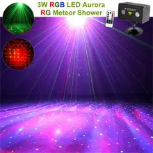 Портативный дистанционного Музыка Фэнтези Аврора красный зеленый световой лазерный проектор RGB светодиодный смешанные эффект DJ вечерние Home Show этап КТВ Освещение