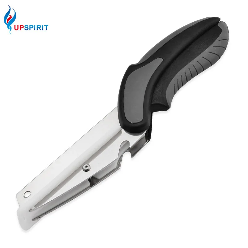 

Upspirit 4 In 1 Clever Scissor Cutter Stainless Steel Food Chopping Knife Cutting Board Outdoor/Kitchen Smart Vegetable Knives