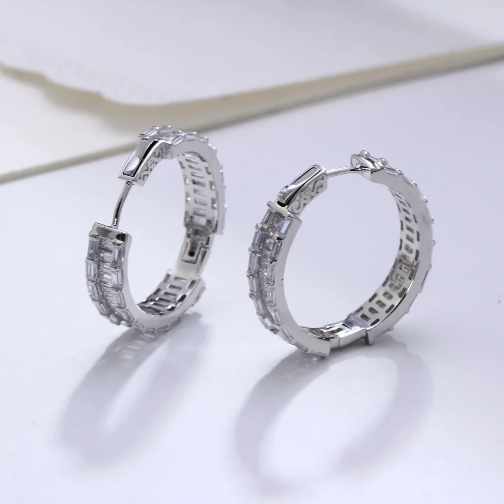 28 мм Роскошные S925 серебряные серьги-кольца для женщин, круглые серьги Установка серьги AAA CZ модные украшения подарок матери