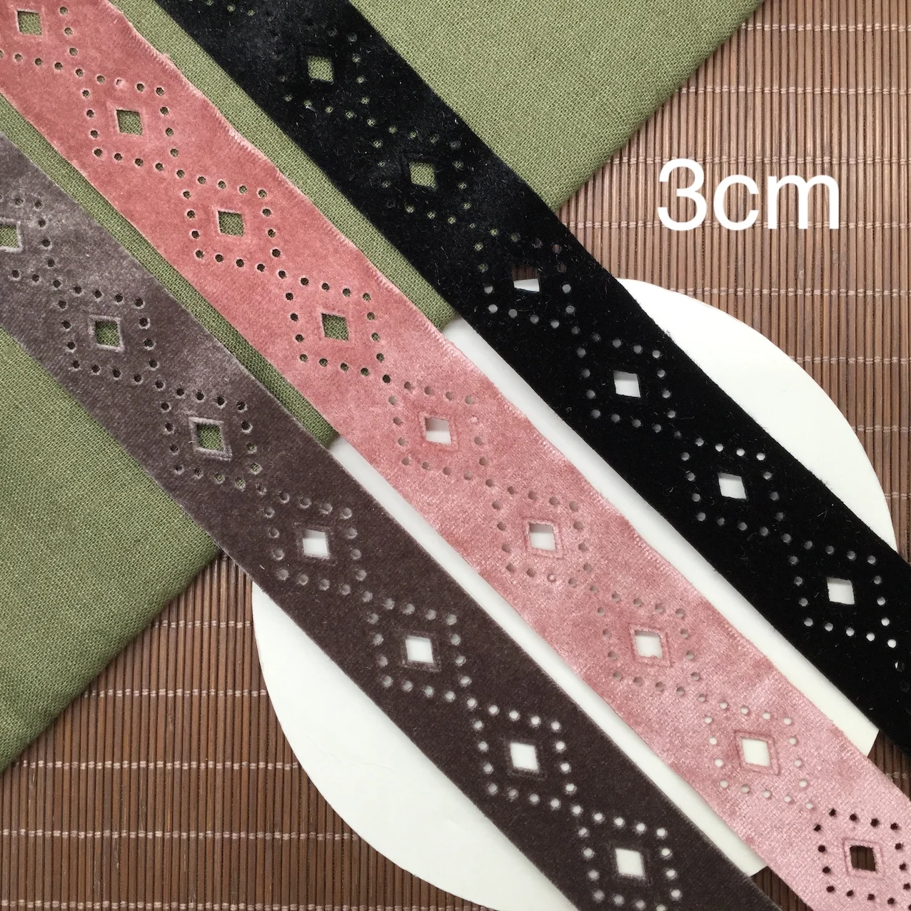 

3cm embossed velvet lace embossing Rhombic velvet ribbon DIY Garment Accessories
